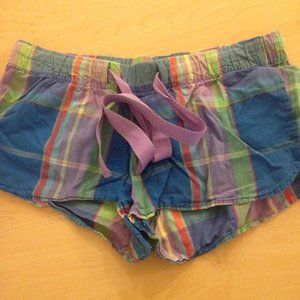 Multi-color plaid pajama shorts